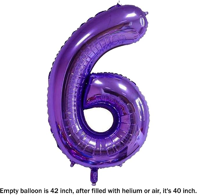 40 Inch Jumbo Purple Number 6 Balloon Giant Balloons Prom Balloons Helium Foil - Image 2