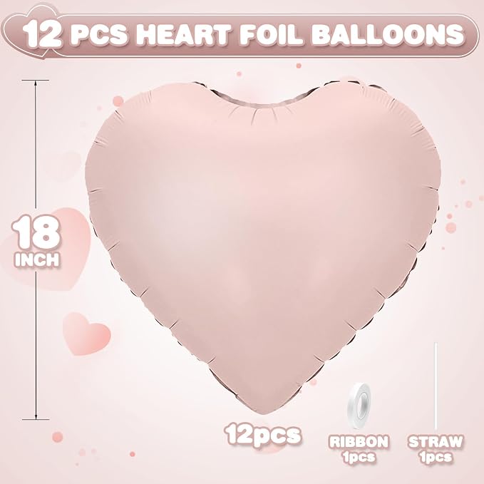 Baby Pink Heart Balloons, 18Inch Pastel Pink Helium Polyester Film Balloon - Image 2