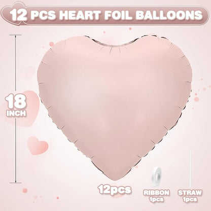 Baby Pink Heart Balloons, 18Inch Pastel Pink Helium Polyester Film Balloon - Image 2