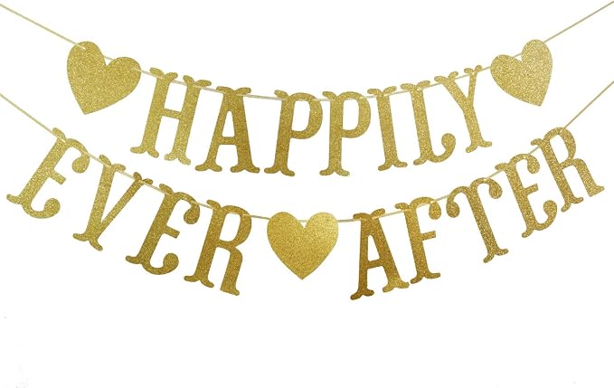 Happily Ever After Banner, Wedding Decorations, Engagement Anniversary Bridal by Firefairy