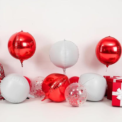 6Pcs Red Round Foil Balloons, Giant 4D Round Ball Balloons, 22 Inch Metallic - Image 4