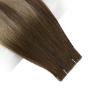 Full Shine Injection Tape in Hair Extensions 5Pcs 20 Inch Seamless Skin Weft Tape in Extensions Color 4 Brown Fading to 27 Blonde And 4 Brown Virgin Hair Extensions Real Remy Human Hair 12.5 Gram