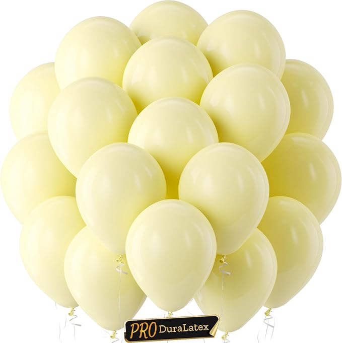 Pro Duralatex Pastel Yellow Extra-Thick Balloons 120 Pack 10 inch | Light by Bezente