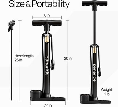Bike Pump Floor, Advanced Bike Tire Inflator, Bicycle Hand Air Pump - Image 9