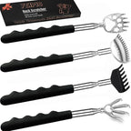 4Pcs Different Back Scratcher Extendable Back Massager Tool with Rubber Handles, Metal Portable Telescoping Back Scratcher, Stocking Stuffers for Men Women Christmas Gift (Black)