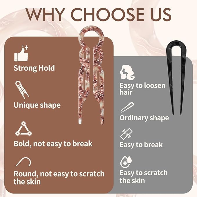 Prestige French Hair Pins, Acetate Leopard Print Hair Pin for Women,Suitable for All Hair Types (Multicolor-A-4PCS)