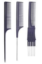 PERFEHAIR Teasing Comb for Fine Hair, (3-pack) Rat Tail Backcombing Volumizing Parting Wave Combs Tools for Women with Metal Pick