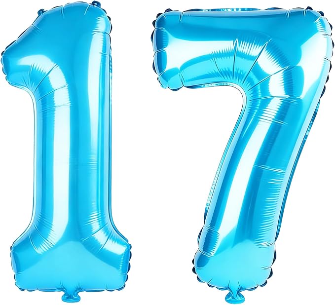 40 Inch Number 17 Balloons for 17th Birthday Party Decorations, 0-100 Jewelry by FOBELEC