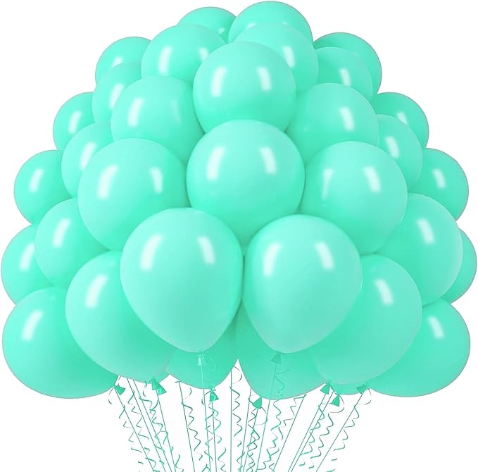 Voircoloria 110pcs Teal Turquoise Latex Party Balloons, 12inch | by Voircoloria
