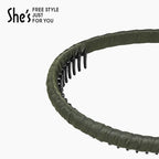 SHE'S FREE STYLE JUST FOR YOU Upgraded Classic Thin Headbands for Women, Non-Slip Polyester & Plastic Hair Bands with Teeth for Strong Hold Grip, Durable Hair Accessories (Green-D0, Upgrade)