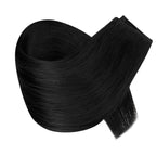 RUNATURE Short Wire Hair Extensions Real Human Hair Invisible Wire Hair Extensions Black One Piece 12 Inch 70g Seamless Fish Line Hairpiece #1 Jet Black