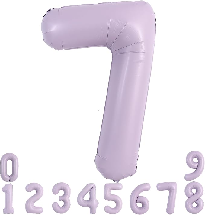 TONIFUL 40 Inch Pastel Purple Number 7 Balloon – Big Lilac Mylar Foil Number by TONIFUL