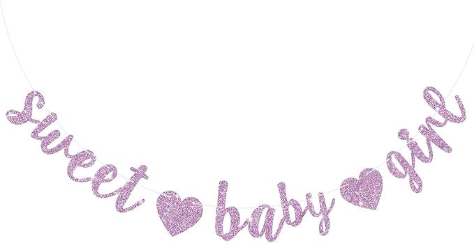 BEISHIDA Pre-Strung Glitter Light Purple Girl Baby Banner Baby Shower Decor | by Beishida