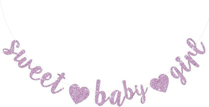 BEISHIDA Pre-Strung Glitter Light Purple Girl Baby Banner Baby Shower Decor | by Beishida