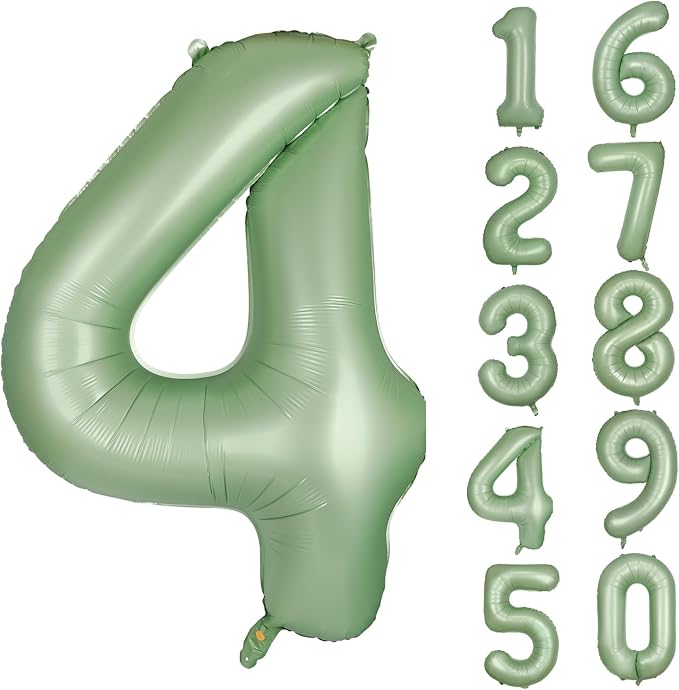 40 Inch Green Number Balloon 4 Olive Green Foil Balloon Sage Green 4 Balloons by Yeodong