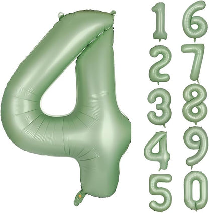 40 Inch Green Number Balloon 4 Olive Green Foil Balloon Sage Green 4 Balloons by Yeodong