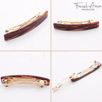 French Amie Small 2 1/4 inch Celluloid Handmade Hair Barrette No Slip Grip Durable Styling Women Hair Accessories Hair Clip for Girls, Made in France(Purple Touch)