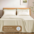TOSMO Luxury Pillow Case Set of 2 - Cooling Viscose Derived from Bamboo - Oeko-TEX, Breathabl Silky Soft Pillow Cases with Envelope Closure (Queen / 20x30, Beige)