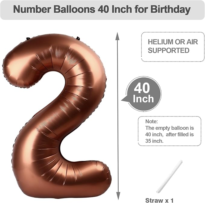 Number 1 Balloons 40 Inch Coffee Brown Balloon - Image 5