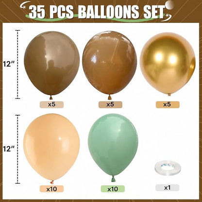 HILAVO Sage Green and Brown Balloons, 12 Inch Olive Green Brown and Gold Jungle - Image 2
