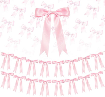 2 Strings Pink Bow Garland Banner Decorations by HILAVO