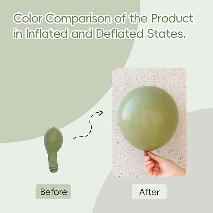 Sage Green Balloons 12 inch, Dusty Green 50pcs Party Balloons | Wedding - Image 3