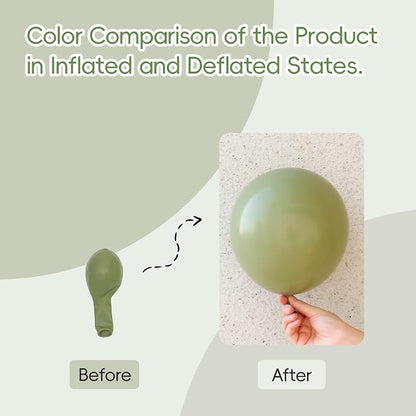 Sage Green Balloons 12 inch, Dusty Green 50pcs Party Balloons | Wedding - Image 3