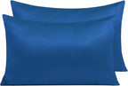 NTBAY Zippered Satin Pillow Cases for Hair and Skin, Luxury Queen Hidden Zipper Pillowcases Set of 2, 20x30 Inches, Royal Blue