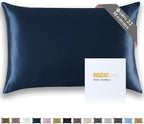 ZIMASILK 22 Momme Silk Pillowcase for Hair and Skin - 100% Pure Mulberry Silk with Hidden Zipper, Grade 6A Luxury Pillow Case for Women, Soft & Durable, Gift Box (Queen 20"x30" Navy Blue)