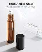 ULG 4/8/12-Pack Essential Oil Roller Bottles 10ml, Empty Bottles with Stainless Steel Roller Balls and Waterproof Labels, Roller Balls For Essential Oils