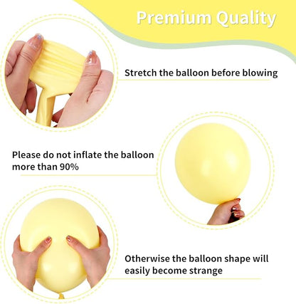 RUBFAC Sage Green Dusty Blue Yellow Balloons, Party Balloon Pastel Yellow - Image 3