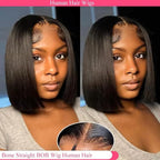 Bob Wig Human Hair 13X4 Lace Front Wigs Human hair Short Straight Frontal Bob Wig HD Transparent Lace Frontal wigs Pre Plucked for Women Glueless Wigs With Baby Hair Natural black10Inch-4