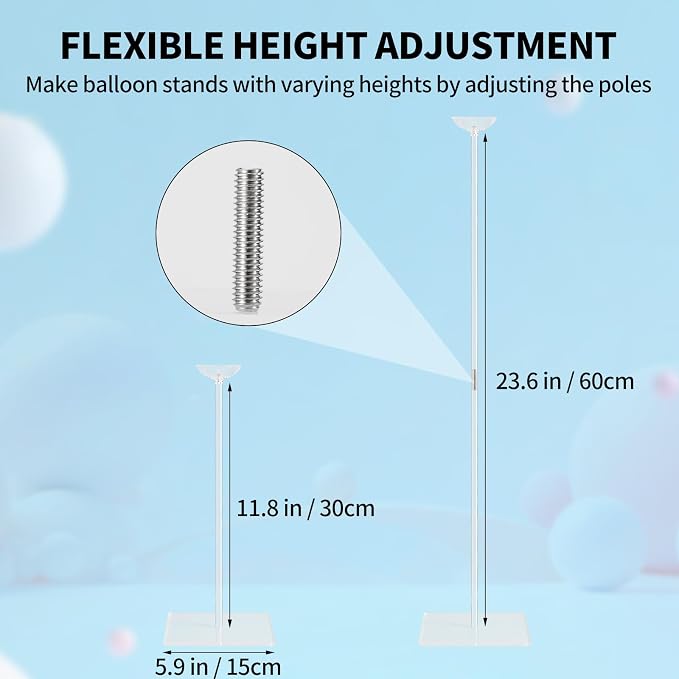10 Pack 24 Inch Reusable Acrylic Balloon Stand Kit - Image 2