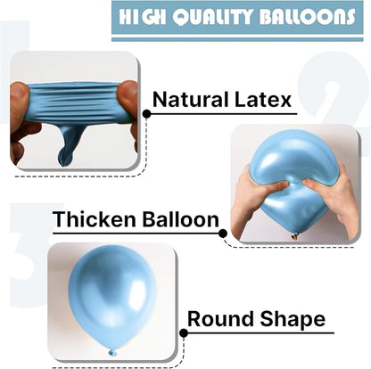 PartyWoo Metallic Light Blue Balloons 50pcs Metallic Baby Blue Color | Balloons - Image 6