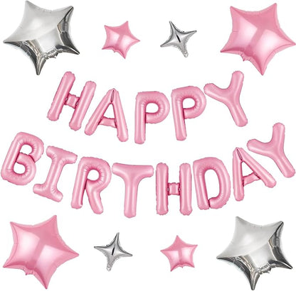 CANREVEL Happy Birthday Banner Decorations + 8Pcs Star Balloons, by CANREVEL