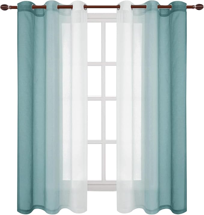 DWCN Faux Linen Ombre Sheer Curtains - Image 7