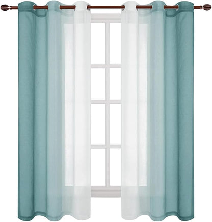 DWCN Faux Linen Ombre Sheer Curtains - Image 7