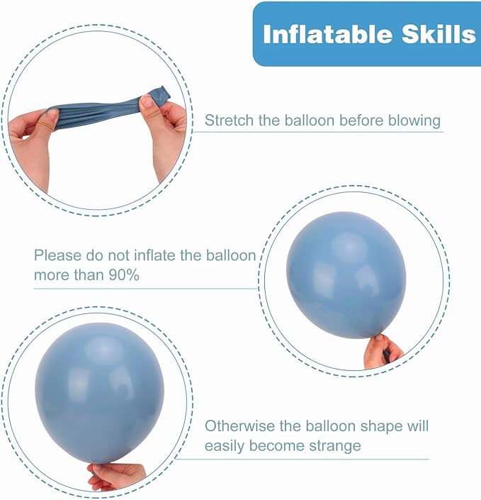 RUBFAC 135pcs Dusty Blue Balloons, Boho Neutral Blue Latex Balloon Different - Image 4