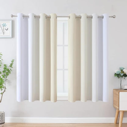 Beige and Grayish White Blackout Curtains & Drapes - Image 2