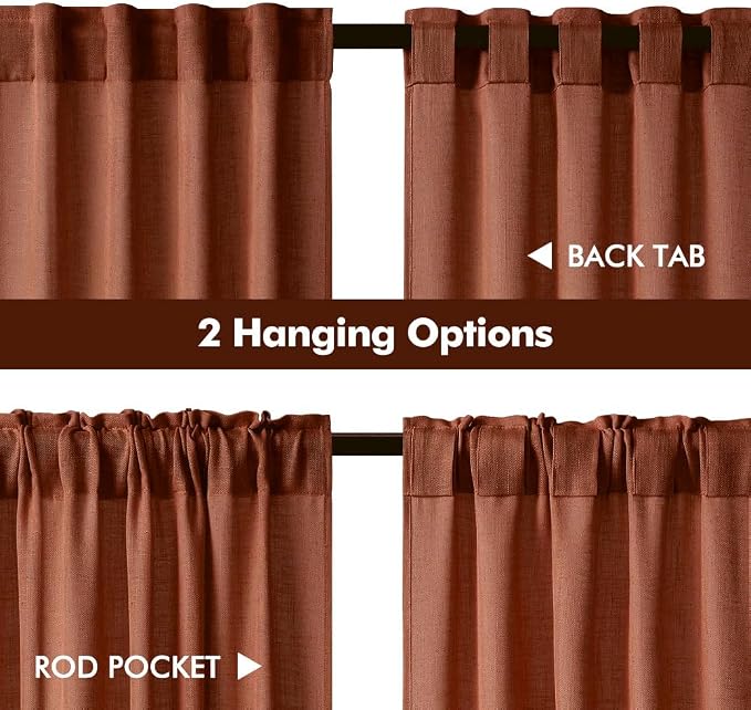 MIULEE Burnt Orange Fall Kitchen Curtains 30 Inches Long 2 Panels Farmhouse | - Image 4