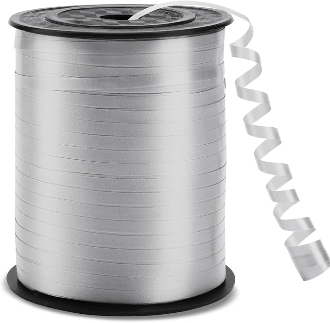 500 Yards Silver Curling Ribbon Balloon String Ribbon 1/5 Inch | Ribbon by Unknown