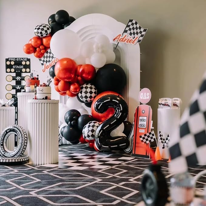 40 Inch Race Car Black Number Balloons Race Car Birthday Party Balloons Large - Image 4