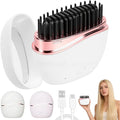 Mini Straightener, Rechargeable Portable Hair Straightener Comb, Fast Heating Hot Comb with Mirror, Wireless 2-in-1 Hairs Dressing Combs with 2 Adjustable Temperatures (White)
