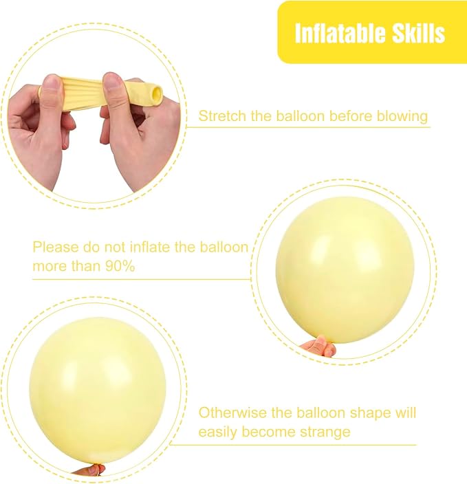 RUBFAC 135pcs Pastel Yellow Balloons, Latex Light Yellow Balloon Different - Image 3