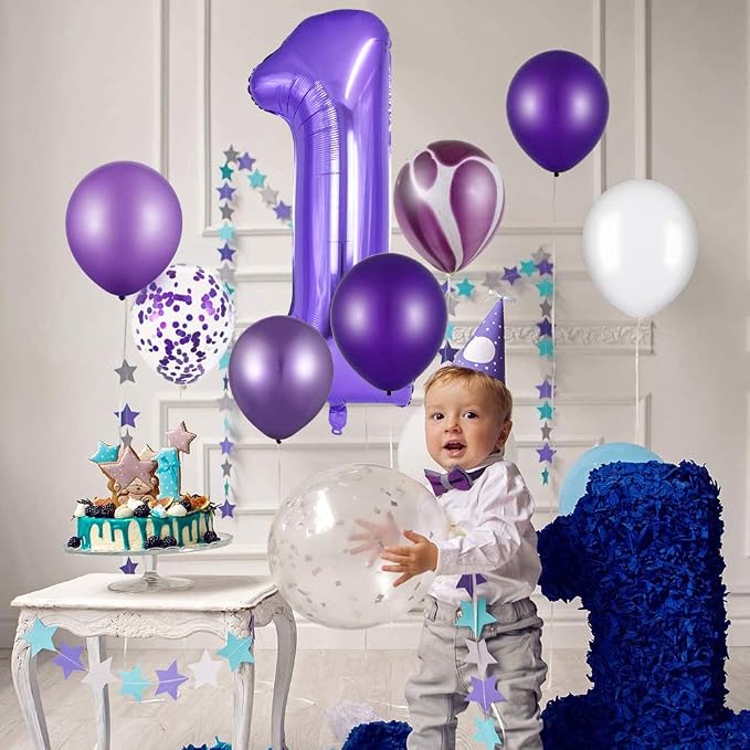 TONIFUL 40 Inch Purple Large Numbers Balloon 0-9 Birthday Party Decor, Foil - Image 3