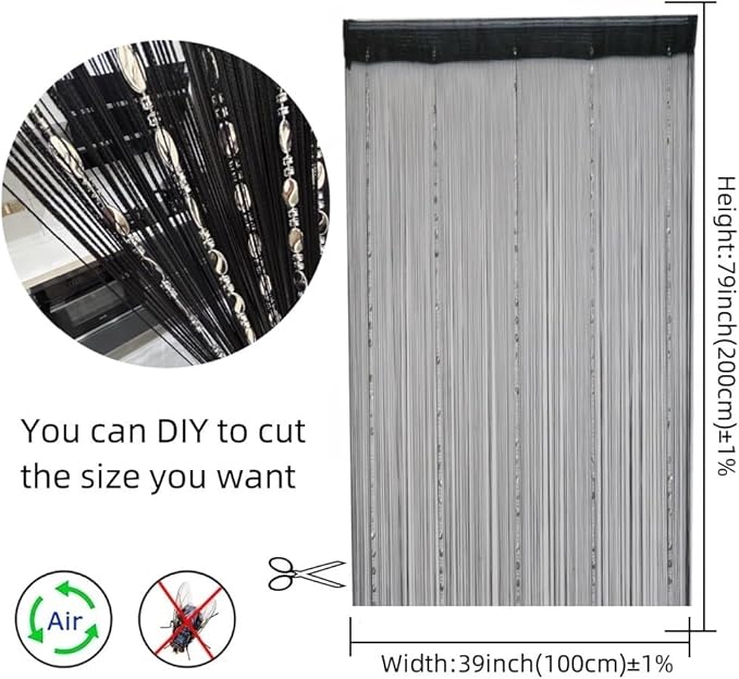 ave split 100cmX200cm Decorative Door String Curtain Beads Wall Panel Fringe - Image 2