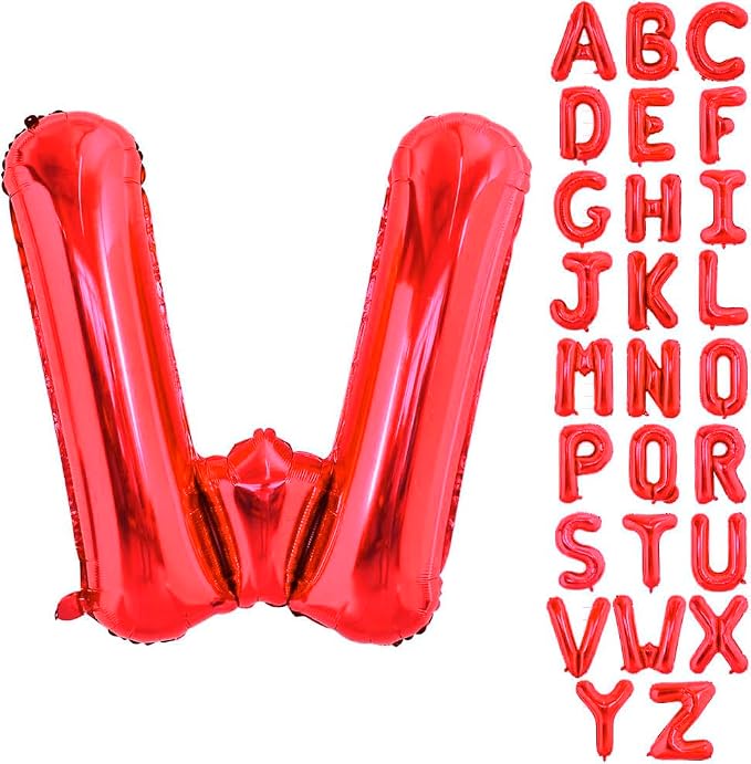 Red Letter W Balloons, W Balloon 40 Inch W Balloons Letter by BBPOOL