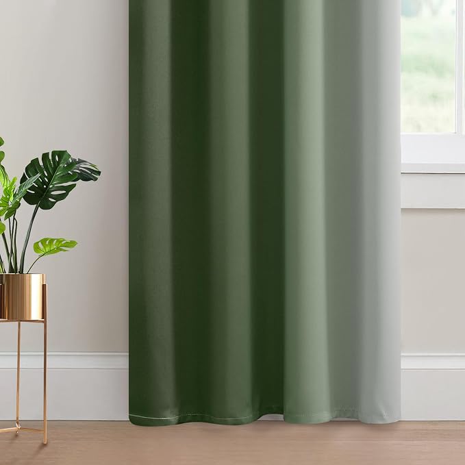 Yakamok Ombre Curtains Sage Green and Greyish White - Image 4