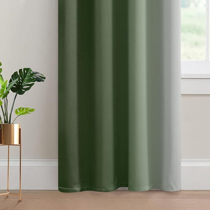 Yakamok Ombre Curtains Sage Green and Greyish White - Image 4