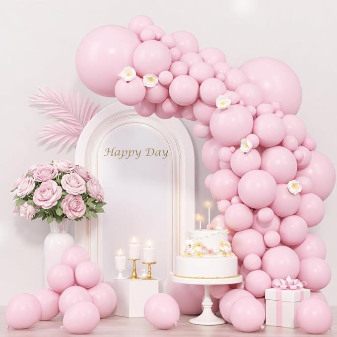 Voircoloria 130pcs Light Pink Balloons Garland Arch Kit, 18 12 10 5 Inch | by Voircoloria
